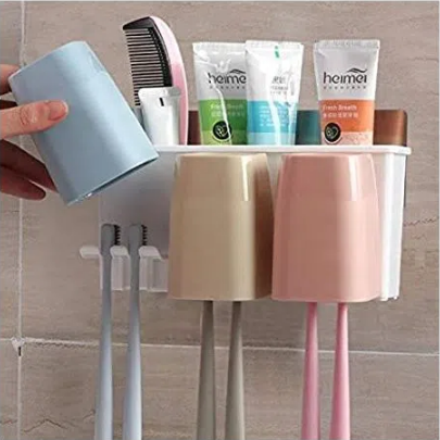 মাল্টিপার্পাস টুথব্রাশ কম্বিনেশন হোল্ডার with 3 Cup Shelf Bathroom